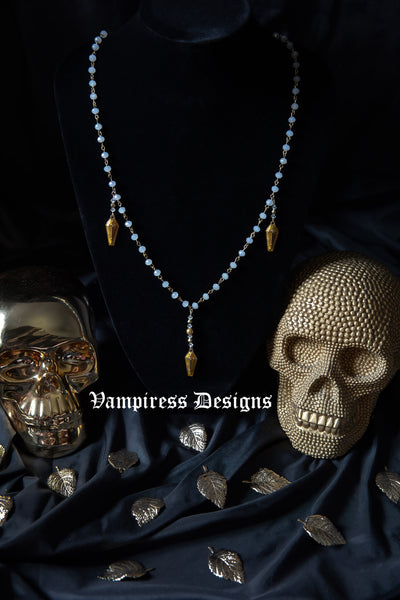 Coffin Rosary Gold Coffin Rosary Necklace Long Detailed