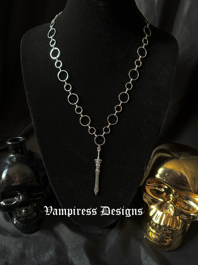 Sword O-Ring Chain Silver Necklace