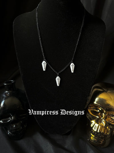 White-Black Coffin Necklace